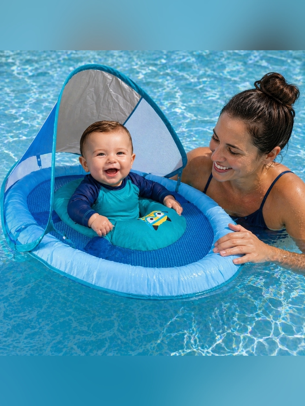 NWT Swimways Baby Boy Pool Spring Float Sun Canopy in Blue